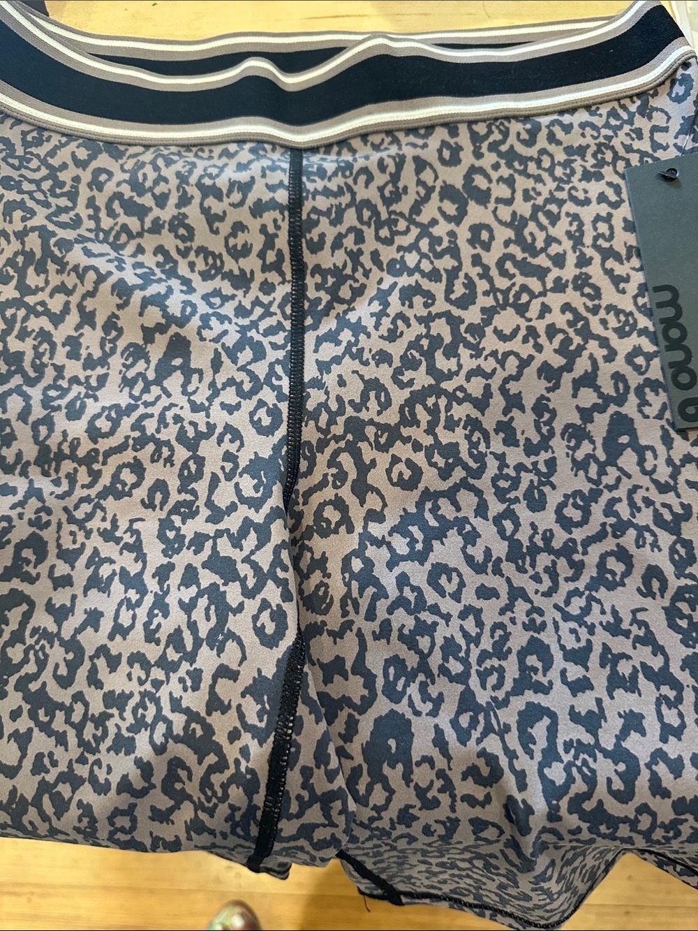 NWT Mono b Women’s Leopard-Print Athletic Shorts - BLACK/Brown L